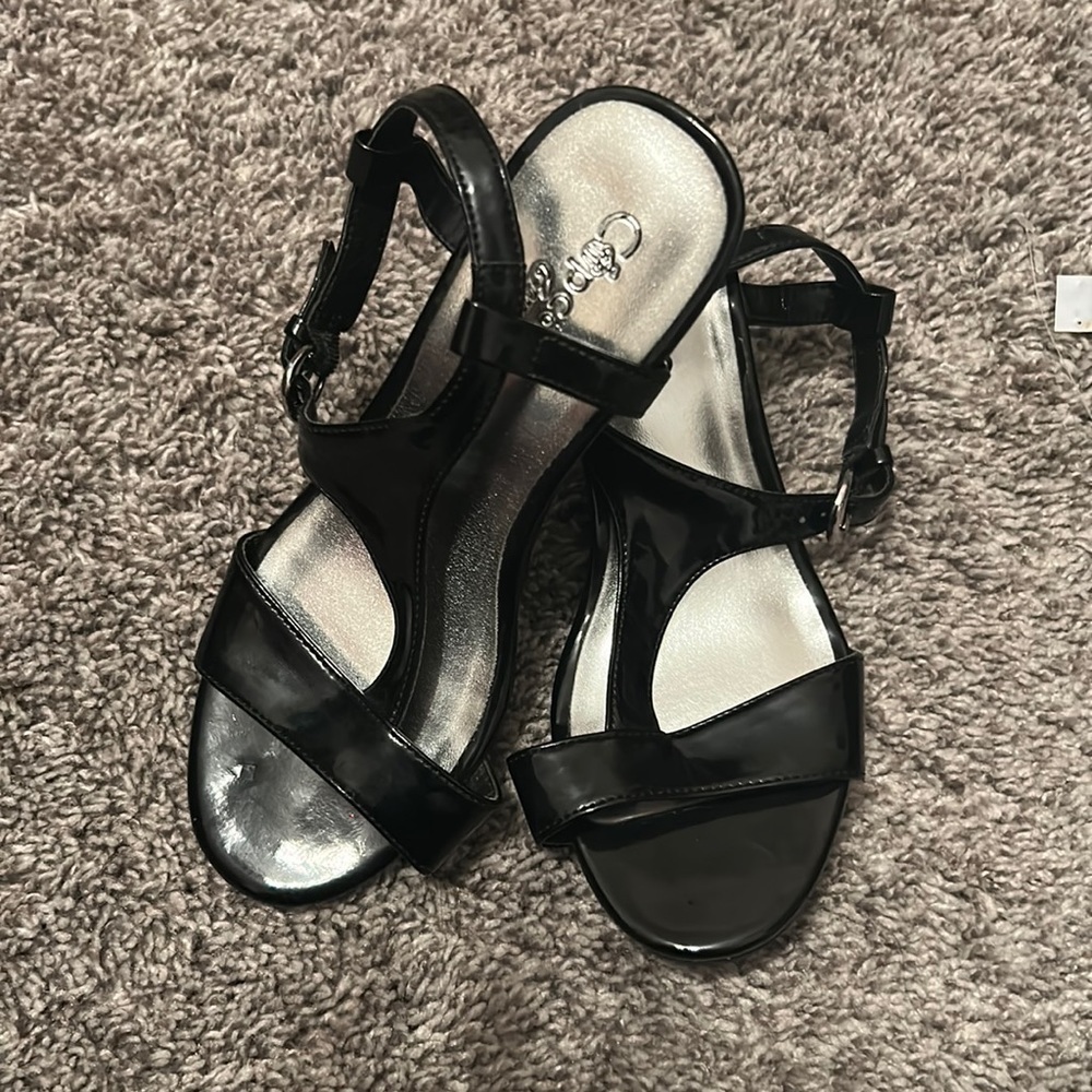 GIRLS Black Dress Wedges Cupcake Couture Size 1